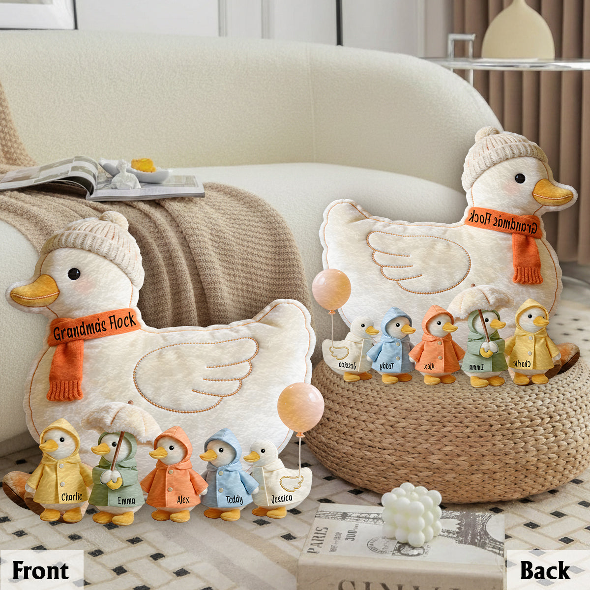 Grandma's Flock - Personalized Grandma Premium Faux Fur Pillow