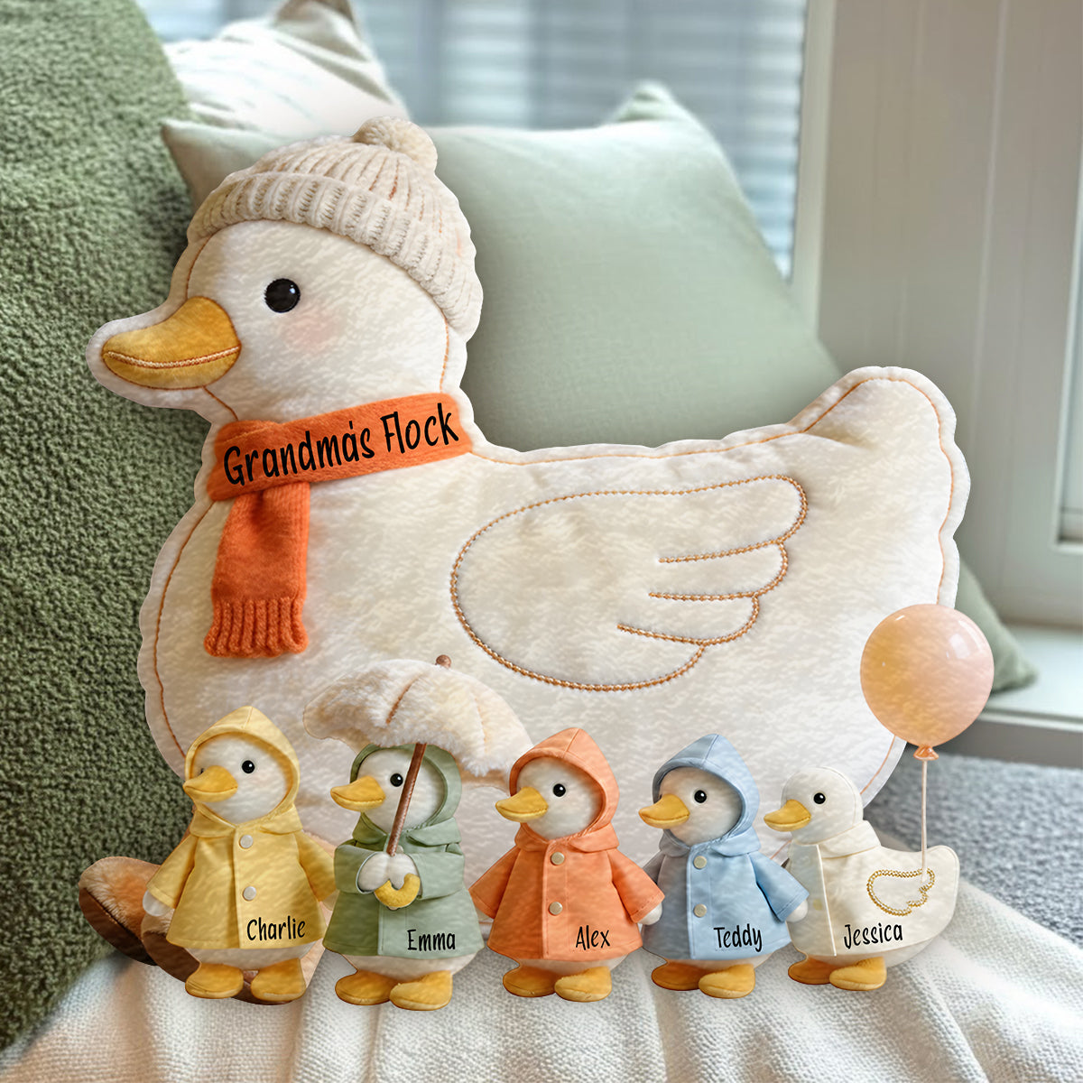 Grandma's Flock - Personalized Grandma Premium Faux Fur Pillow