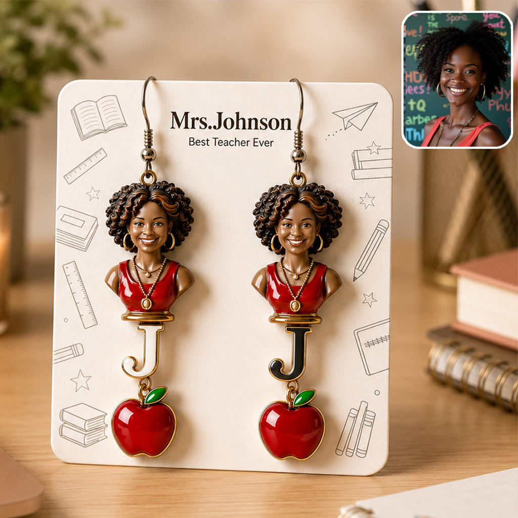 Best Teacher Ever - Personalized Teacher Earrings With Card