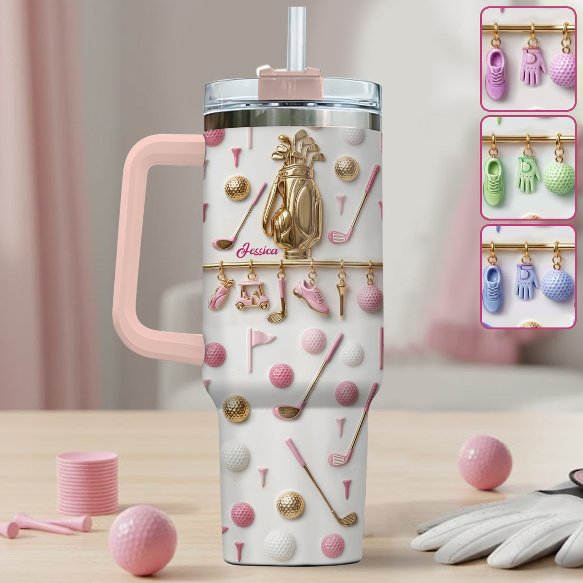 Live Love Golf - Personalized Golf Tumbler With Handle