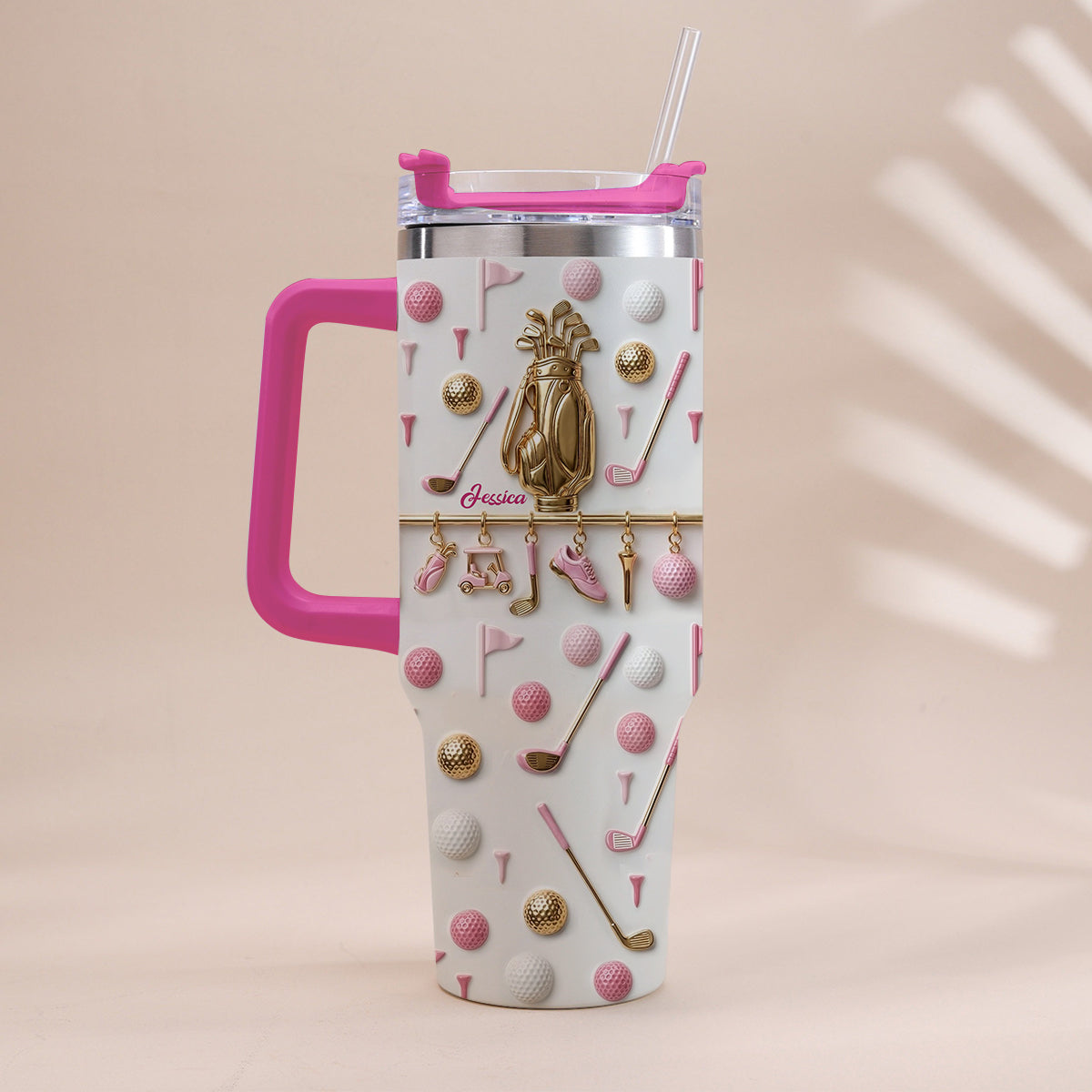 Live Love Golf - Personalized Golf Tumbler With Handle