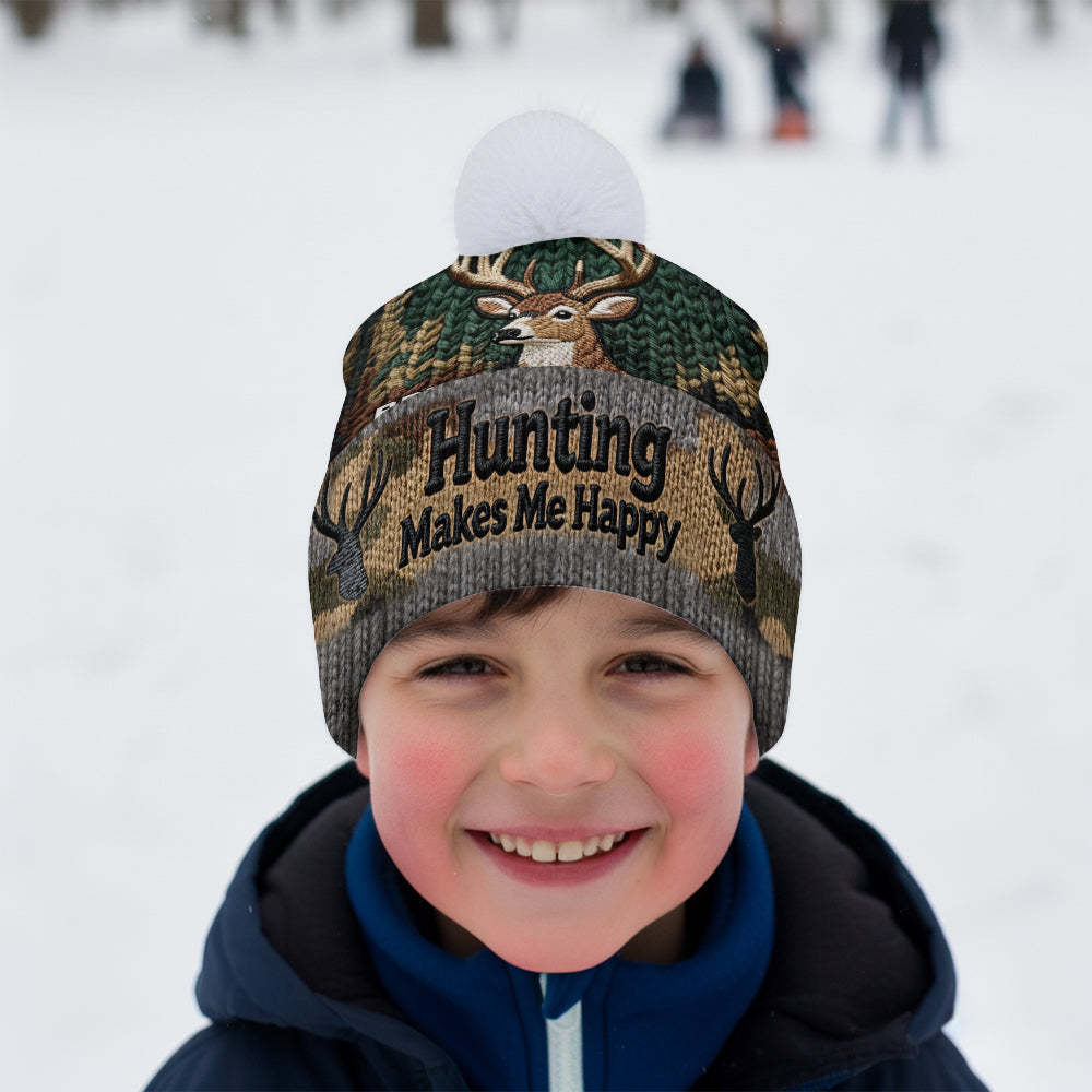 Hunting Makes Me Happy - Personalized Hunting Beanie Hat