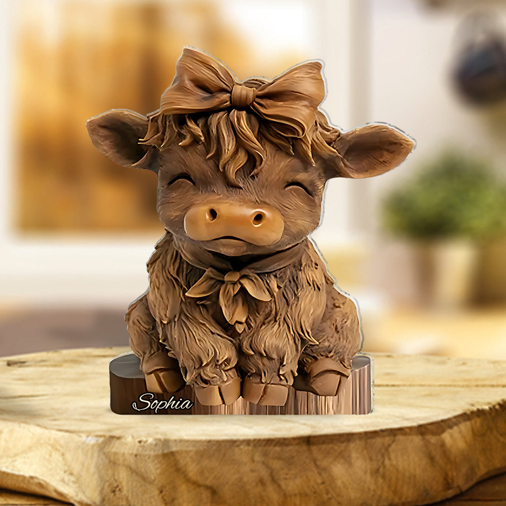Cute Highland Cow - Personalized Highland Cow Custom Shaped Acrylic Plaque