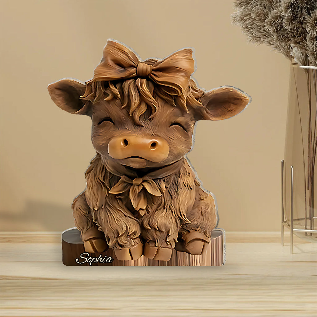 Cute Highland Cow - Personalized Highland Cow Custom Shaped Acrylic Plaque