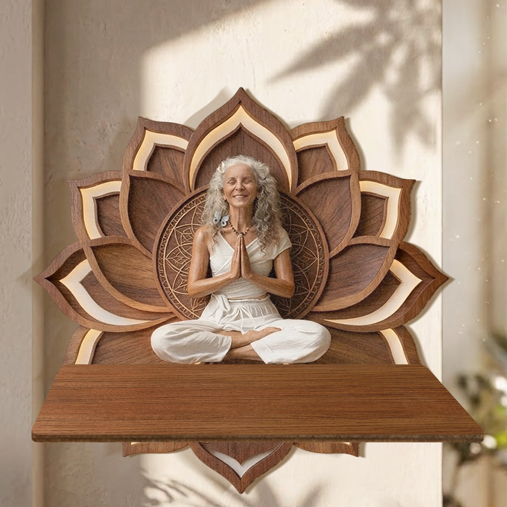 Just Breath - Personalized Yoga Wooden Floating Shelf