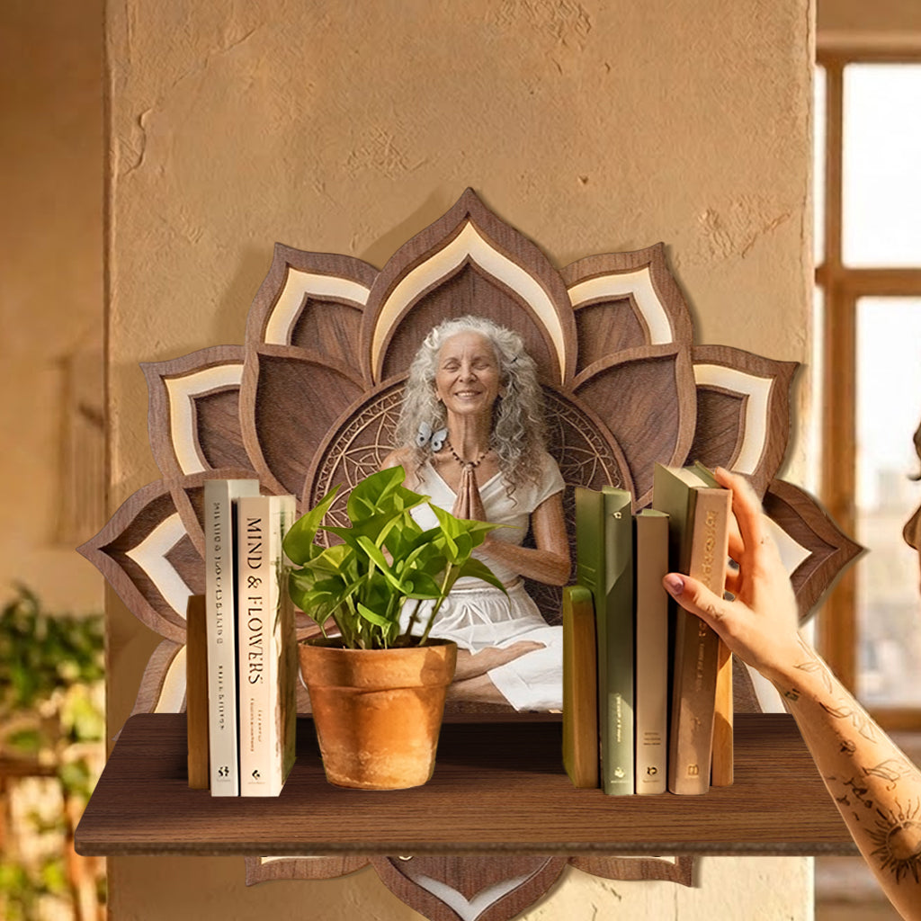 Just Breath - Personalized Yoga Wooden Floating Shelf
