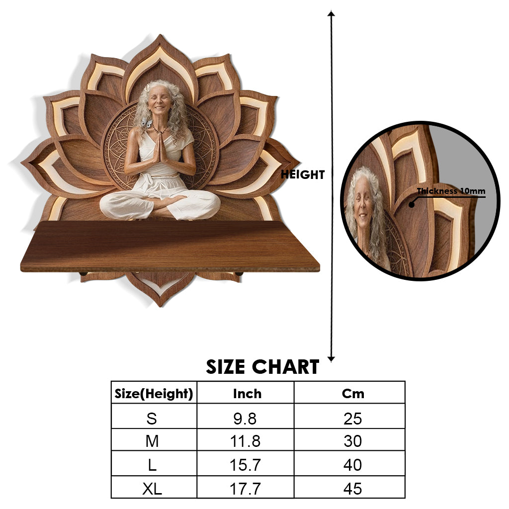 Just Breath - Personalized Yoga Wooden Floating Shelf