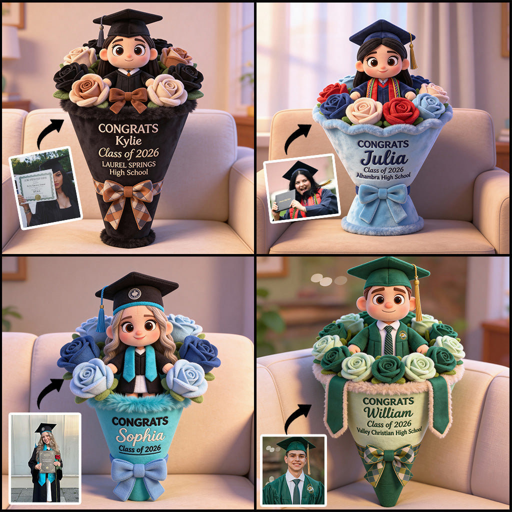 Graduation Flower - Personalized Graduation Faux Fur Shaped Pillow