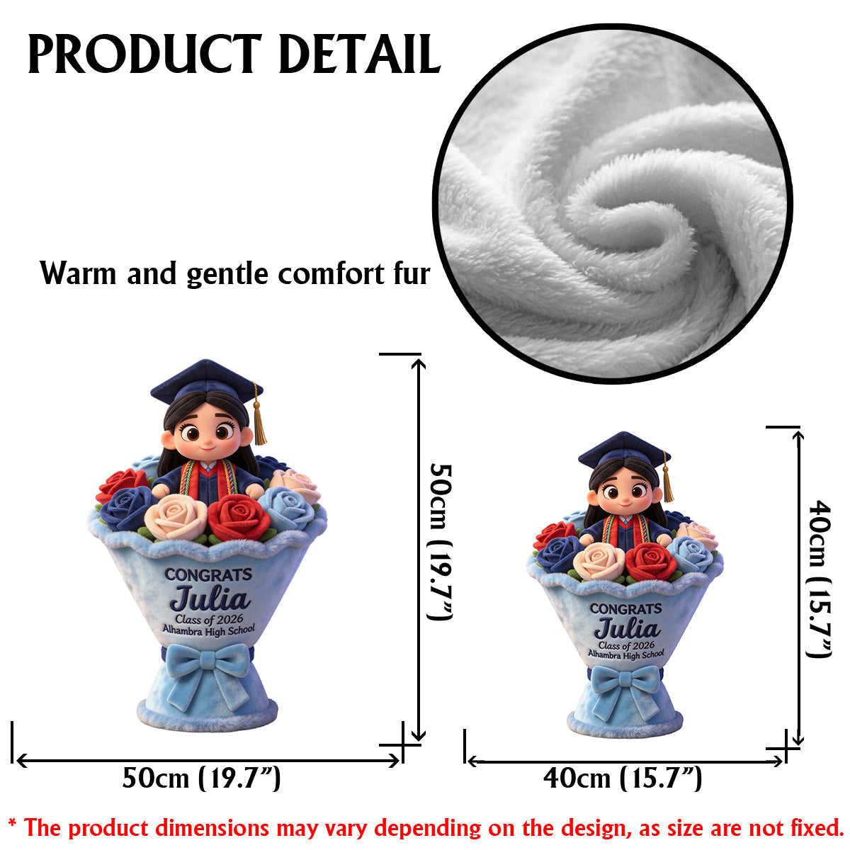 Graduation Flower - Personalized Graduation Faux Fur Shaped Pillow