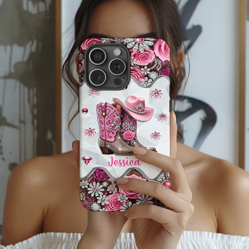 Cowgirl Boots - Personalized Cowgirl Full Print Phone Case & Phone Grip