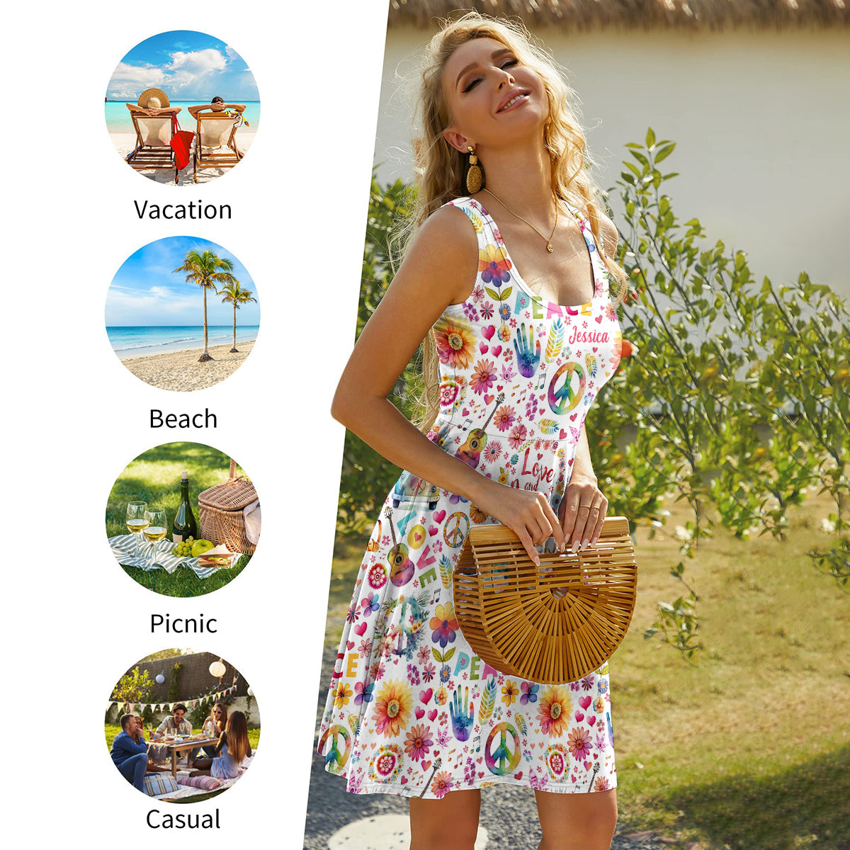 Hippie Soul - Personalized Hippie Sleeveless Dress