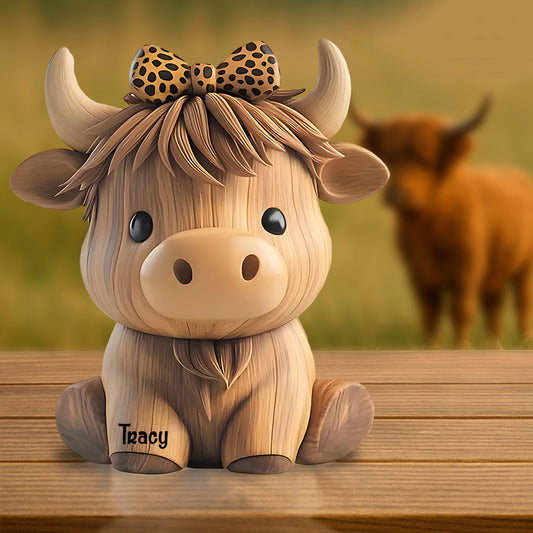 Cute Highland Cow - Personalized Highland Cow Custom Shaped Acrylic Plaque