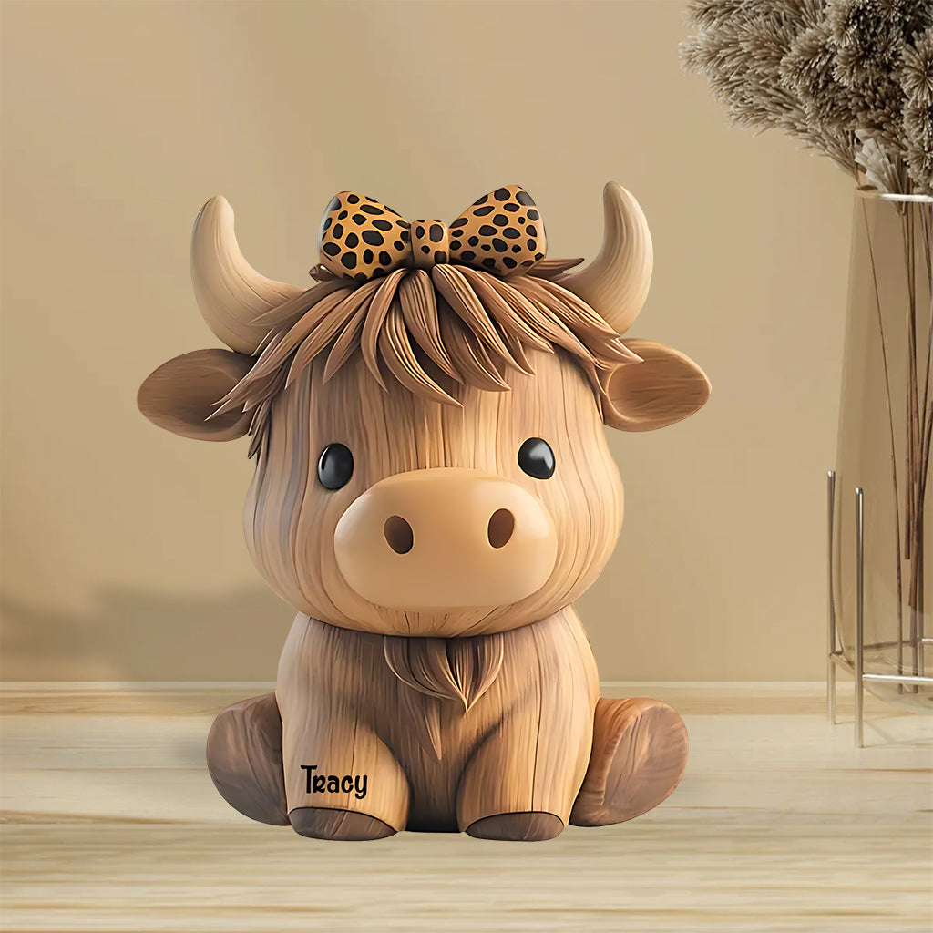 Cute Highland Cow - Personalized Highland Cow Custom Shaped Acrylic Plaque