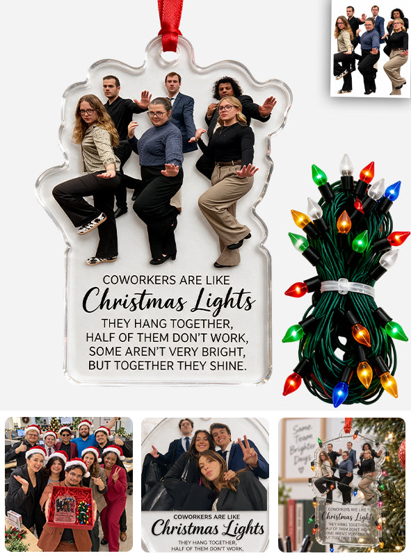 Funny Colleagues Ornament With Real Christmas String Light - Personalized Colleague Miniature Light String Ornament