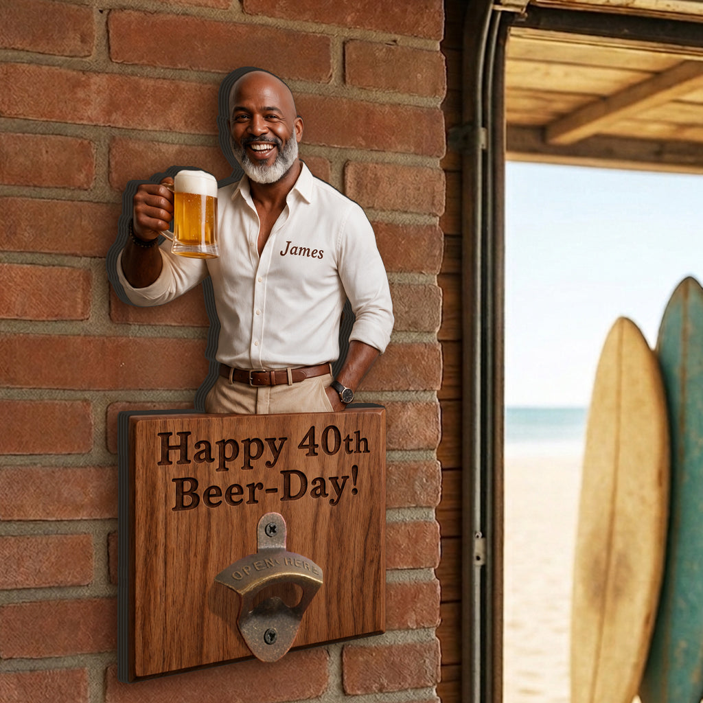 Happy Beerthday - Personalized Birthday Wall Bottle Opener