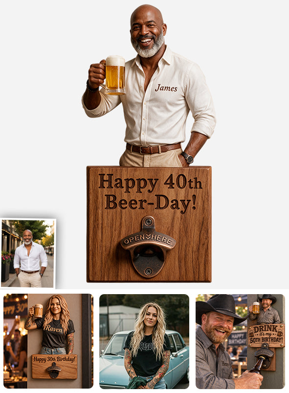 Happy Beerthday - Personalized Birthday Wall Bottle Opener