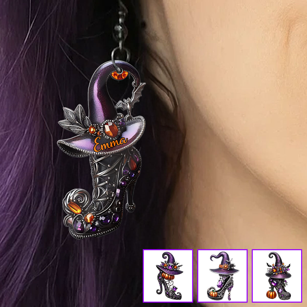 Beautiful Witch Shoes - Personalized Witch Earrings