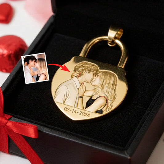 Love locks - Personalized Couple Shaped Metal Pendant Necklace