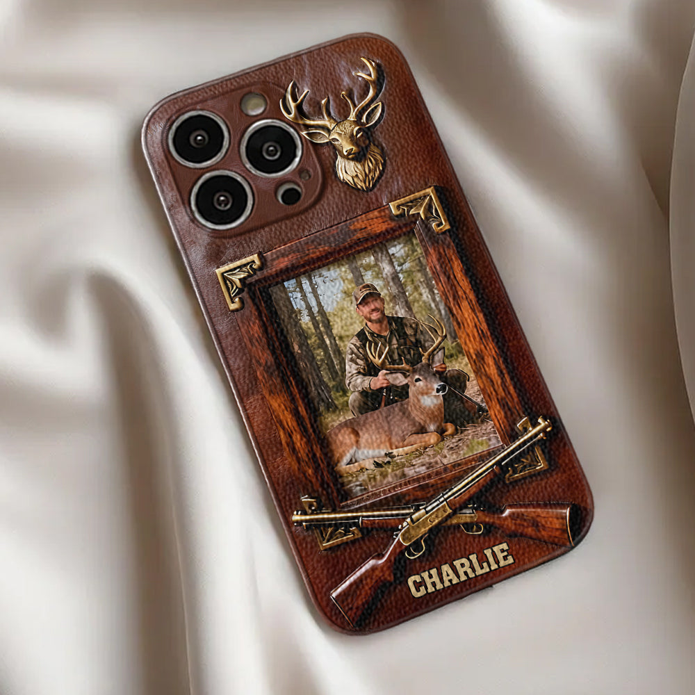 Hunting Achievement - Personalized Hunting Leather Phone Case