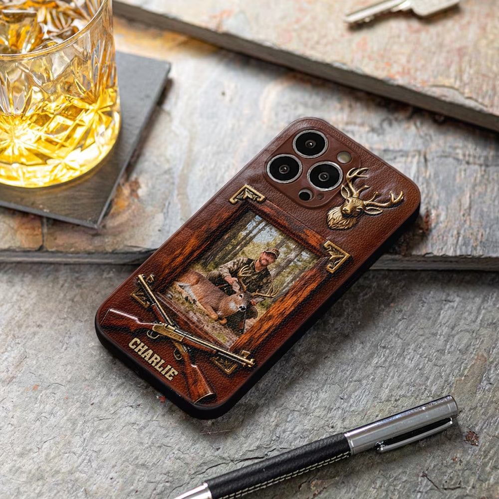 Hunting Achievement - Personalized Hunting Leather Phone Case