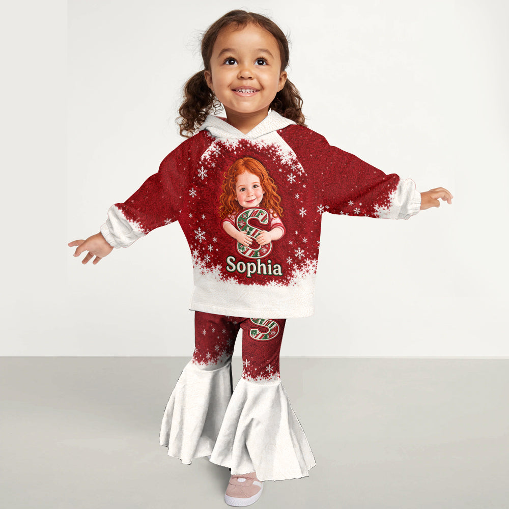 Any Photo, Custom Alphabet - Personalized Kid Kid Hoodie & Flare Leggings Set