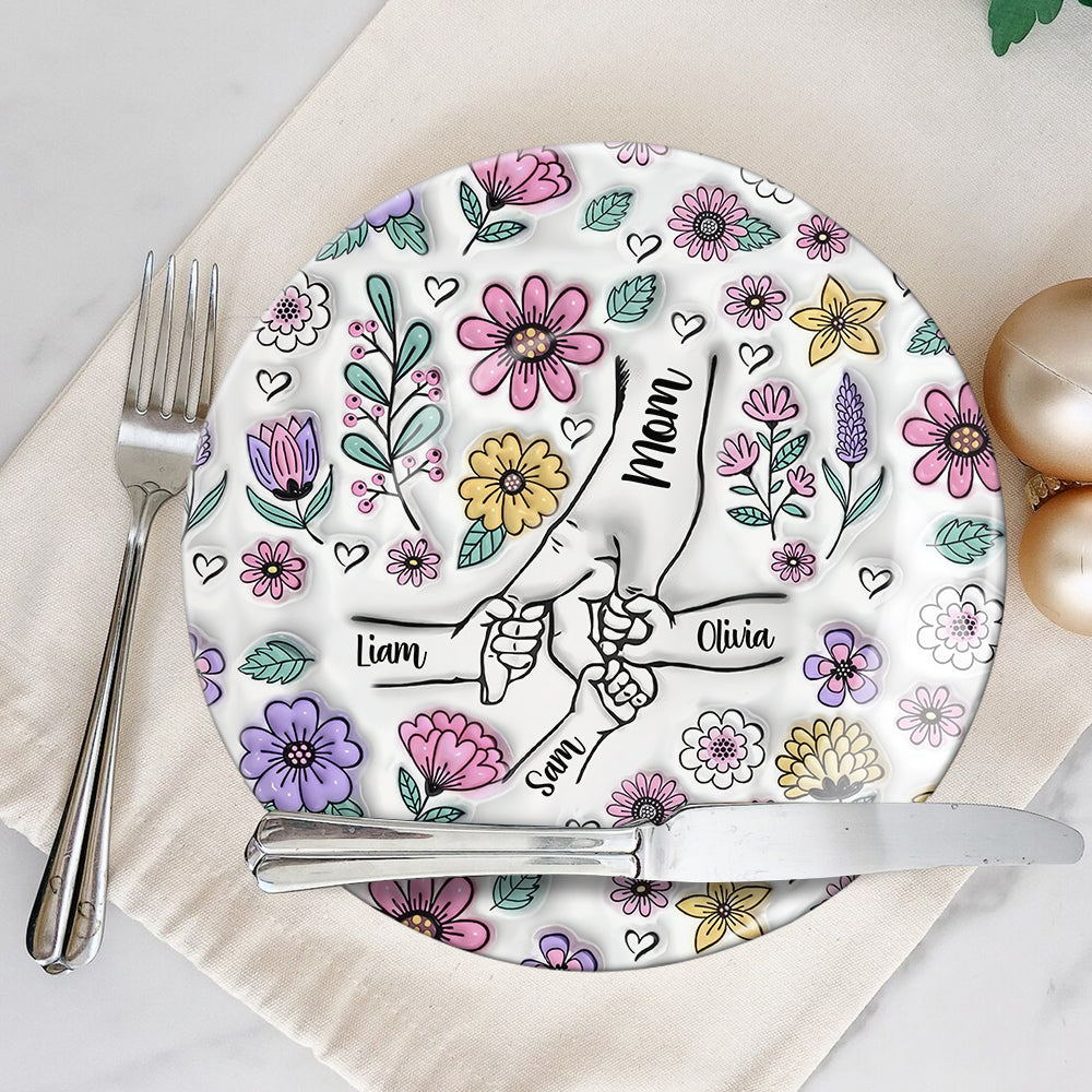 You Hold Our Hands - Personalized Mother Ceramic Round Plate