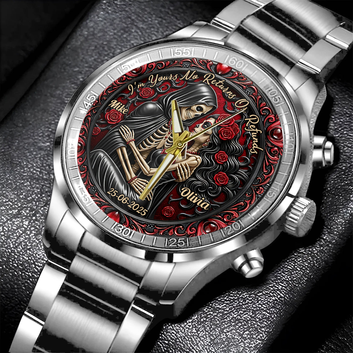 I'm Yours No Returns Or Refunds - Personalized Couple Hand Watch