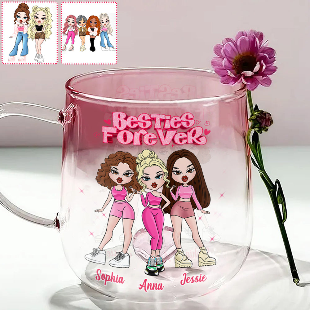 Besties Forever - Personalized Bestie Gradient Glass Mug