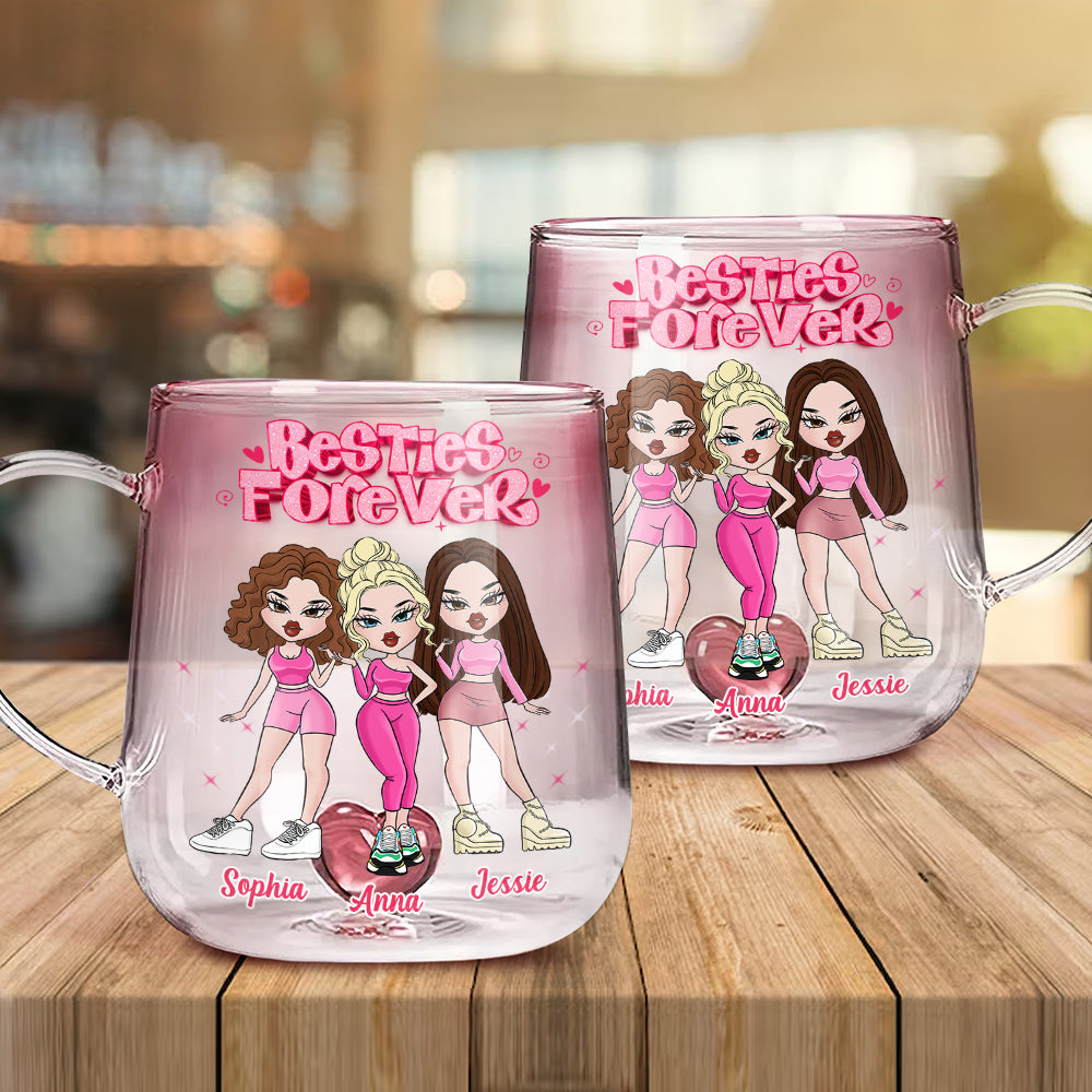 Besties Forever - Personalized Bestie Gradient Glass Mug