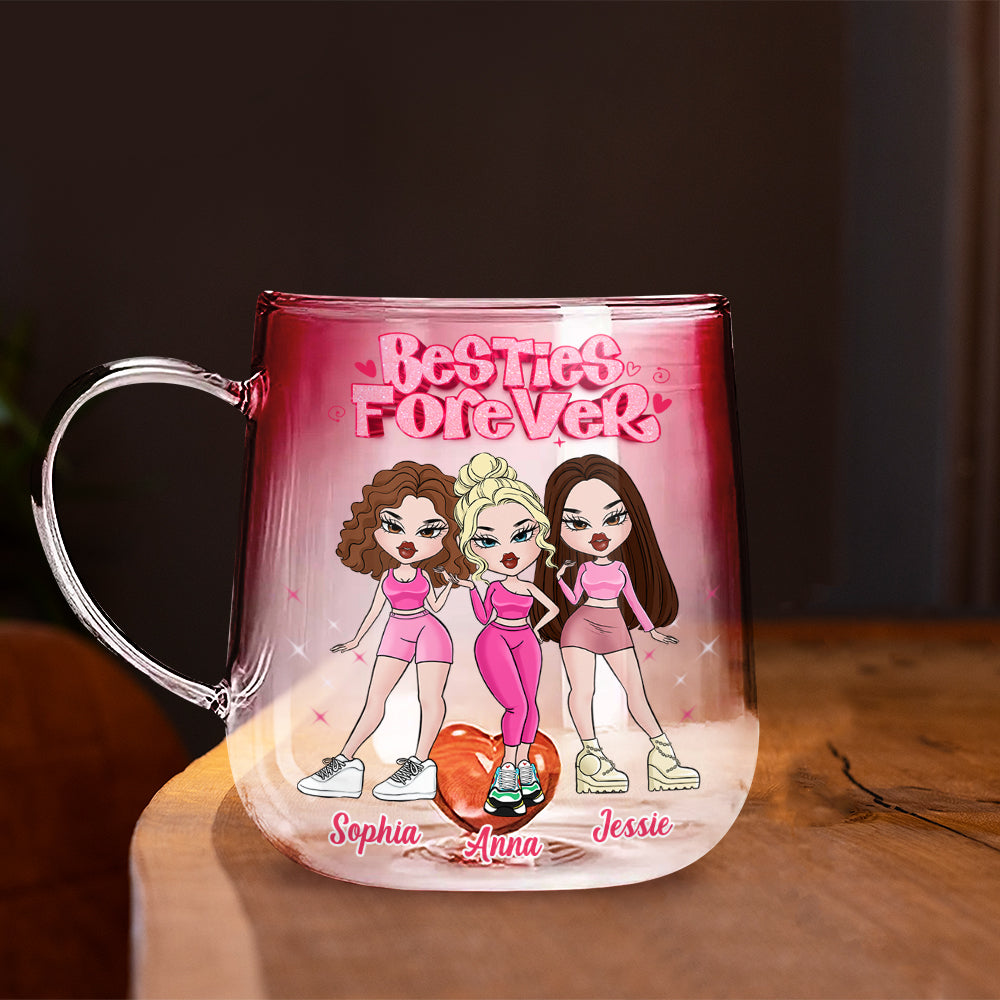 Besties Forever - Personalized Bestie Gradient Glass Mug