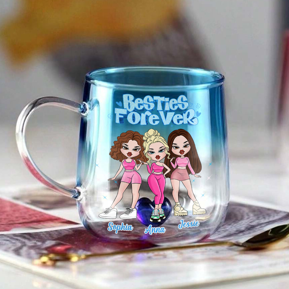 Besties Forever - Personalized Bestie Gradient Glass Mug
