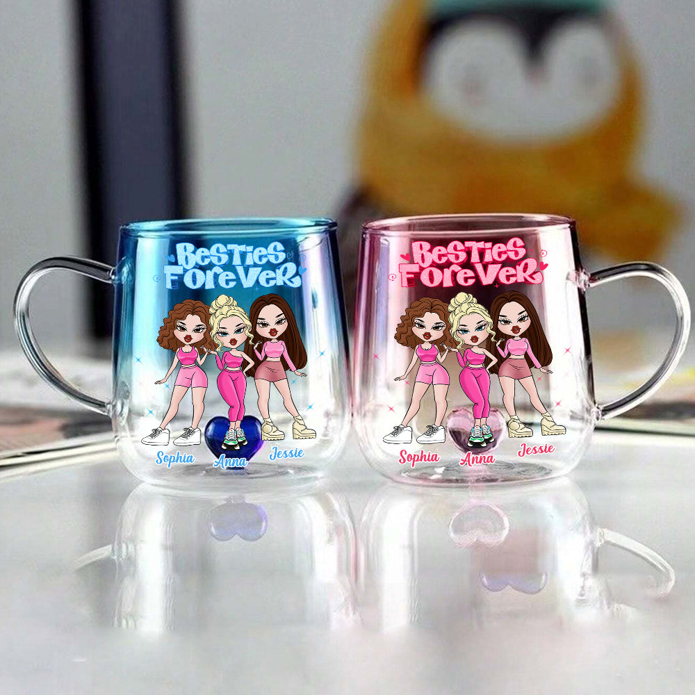 Besties Forever - Personalized Bestie Gradient Glass Mug