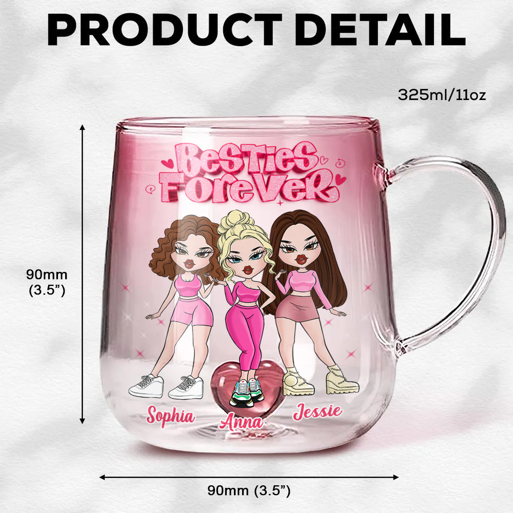 Besties Forever - Personalized Bestie Gradient Glass Mug