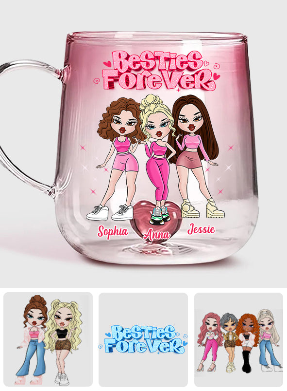 Besties Forever - Personalized Bestie Gradient Glass Mug