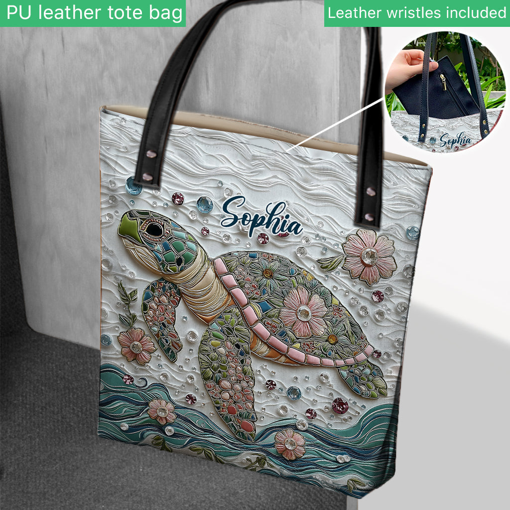Beautiful Turtle - Personalized Turtle Leather Bag