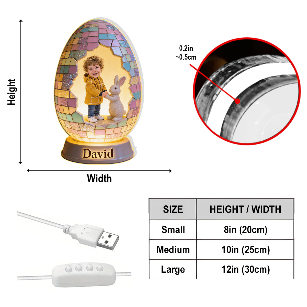 Custom Any Photo Easter Gift - Personalized Kid Acrylic LED Night Light
