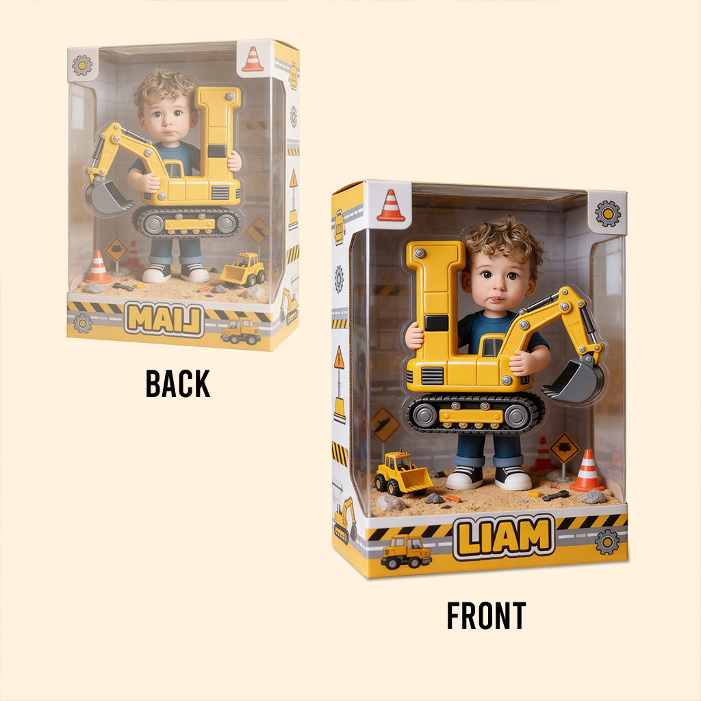 Excavator Alphabet Letter & Custom Photo - Personalized Kid Custom Shaped Acrylic Plaque