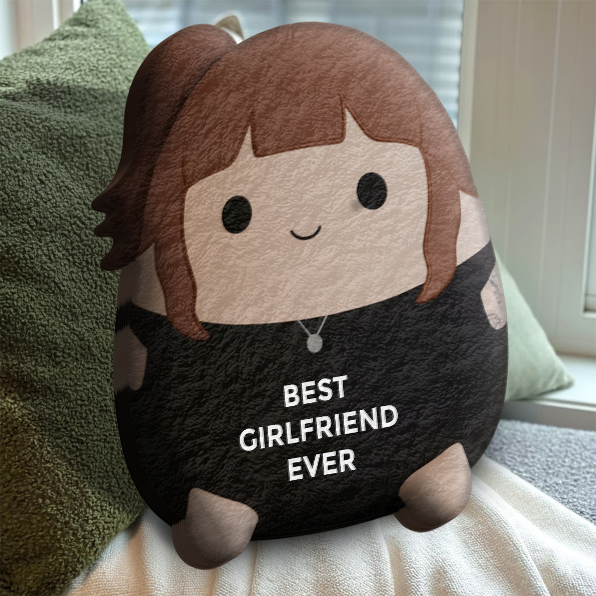 Custom Photo Squishmallow Couple Gift Best Boyfriend Girlfriend Ever - Personalized Couple Faux Fur Shaped Pillow