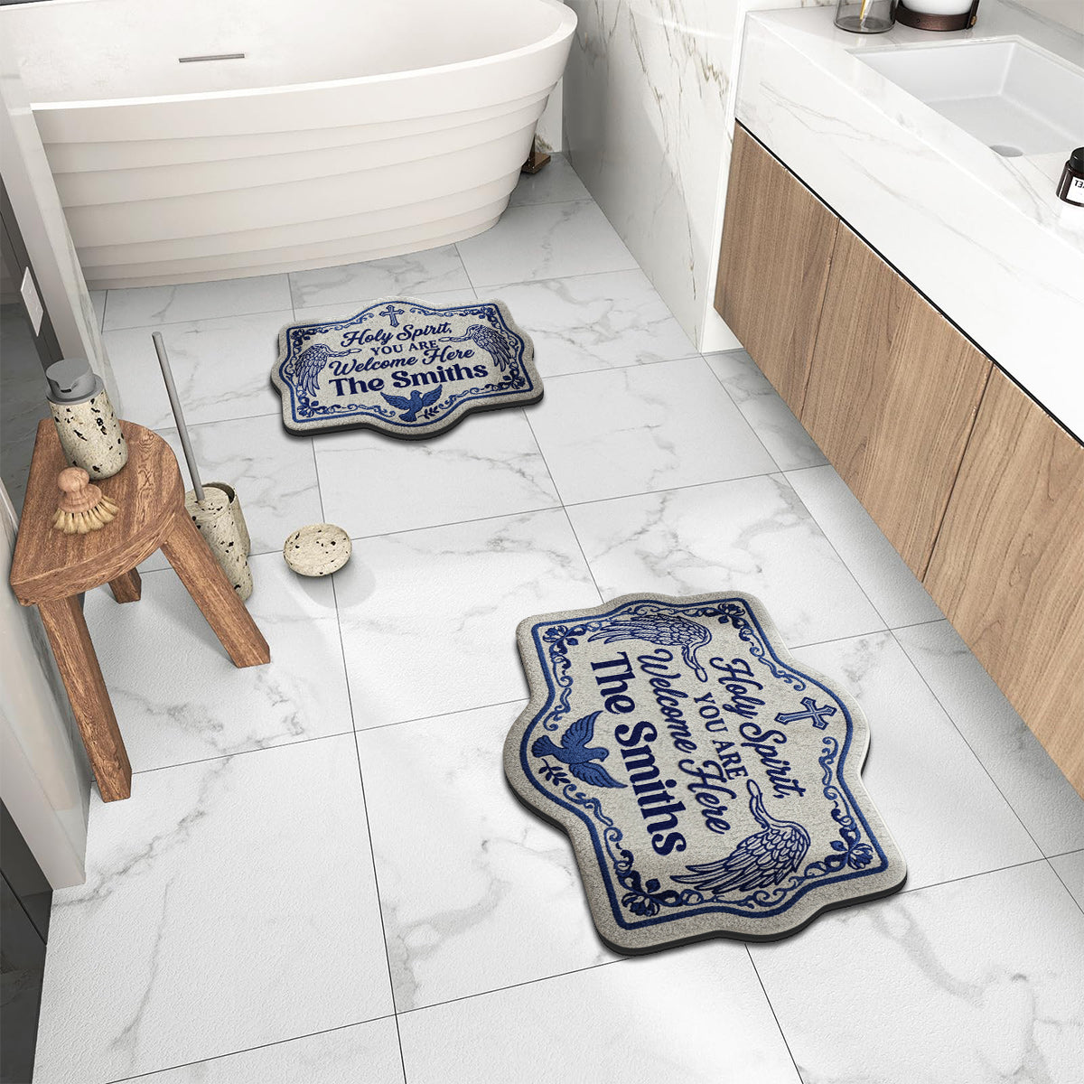 Holy Spirit, You Are Welcome Her - Personalized Christian Non-Slip Tufted Rug