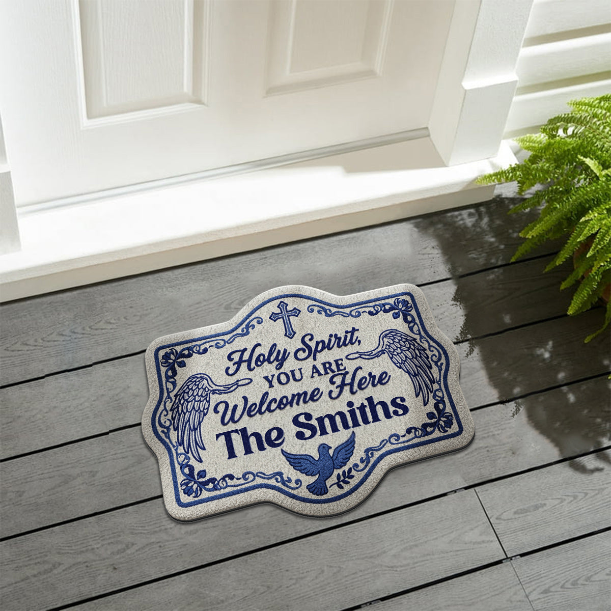 Holy Spirit, You Are Welcome Her - Personalized Christian Non-Slip Tufted Rug