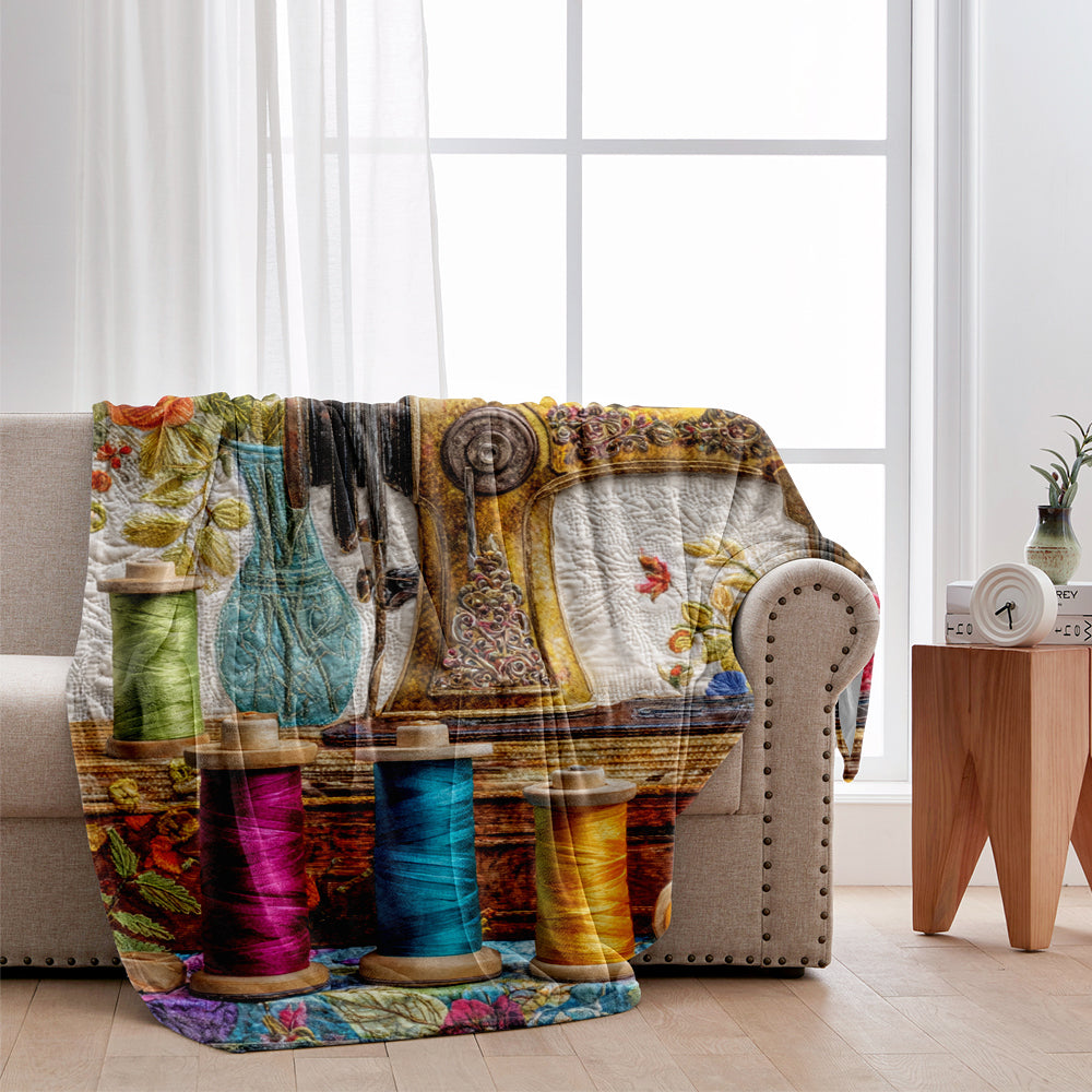 Vintage Sewing Machine - Personalized Sewing Blanket