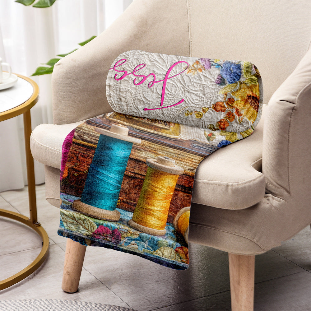 Vintage Sewing Machine - Personalized Sewing Blanket