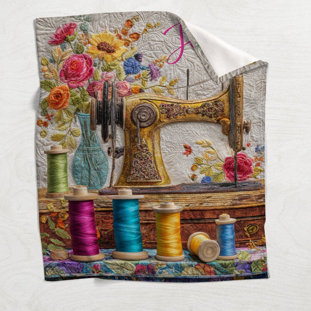 Vintage Sewing Machine - Personalized Sewing Blanket