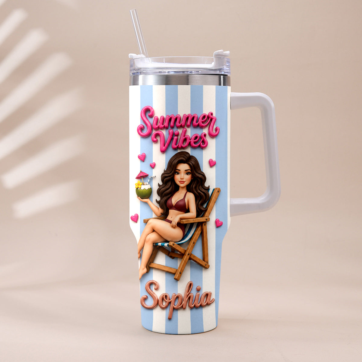 Beach Lovin' Girl - Personalized Sea Lover Tumbler With Handle