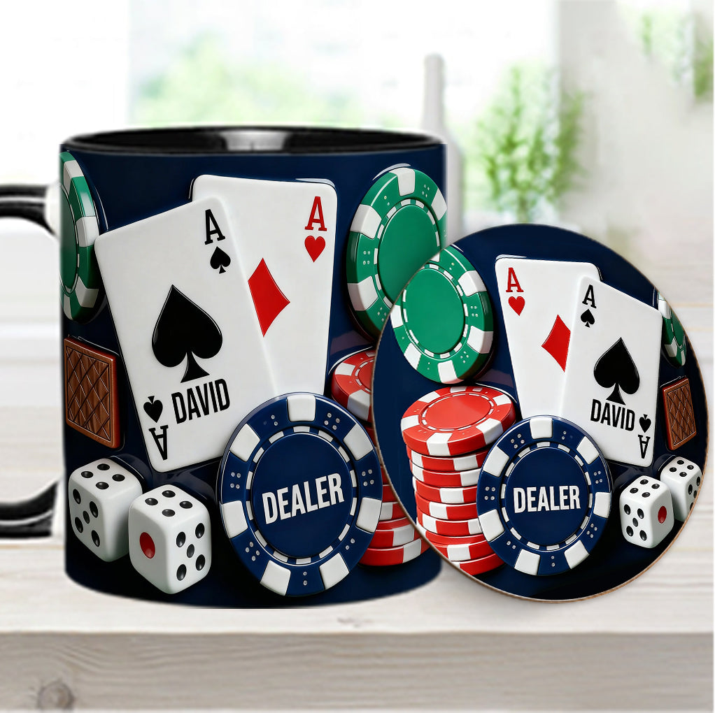 Love Poker - Personalized Poker Accent Mug & Coaster