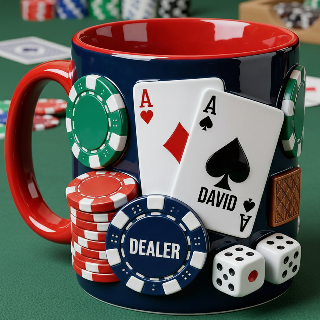 Love Poker - Personalized Poker Accent Mug & Coaster