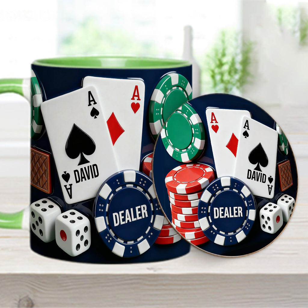 Love Poker - Personalized Poker Accent Mug & Coaster