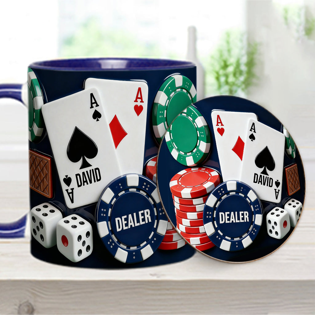 Love Poker - Personalized Poker Accent Mug & Coaster