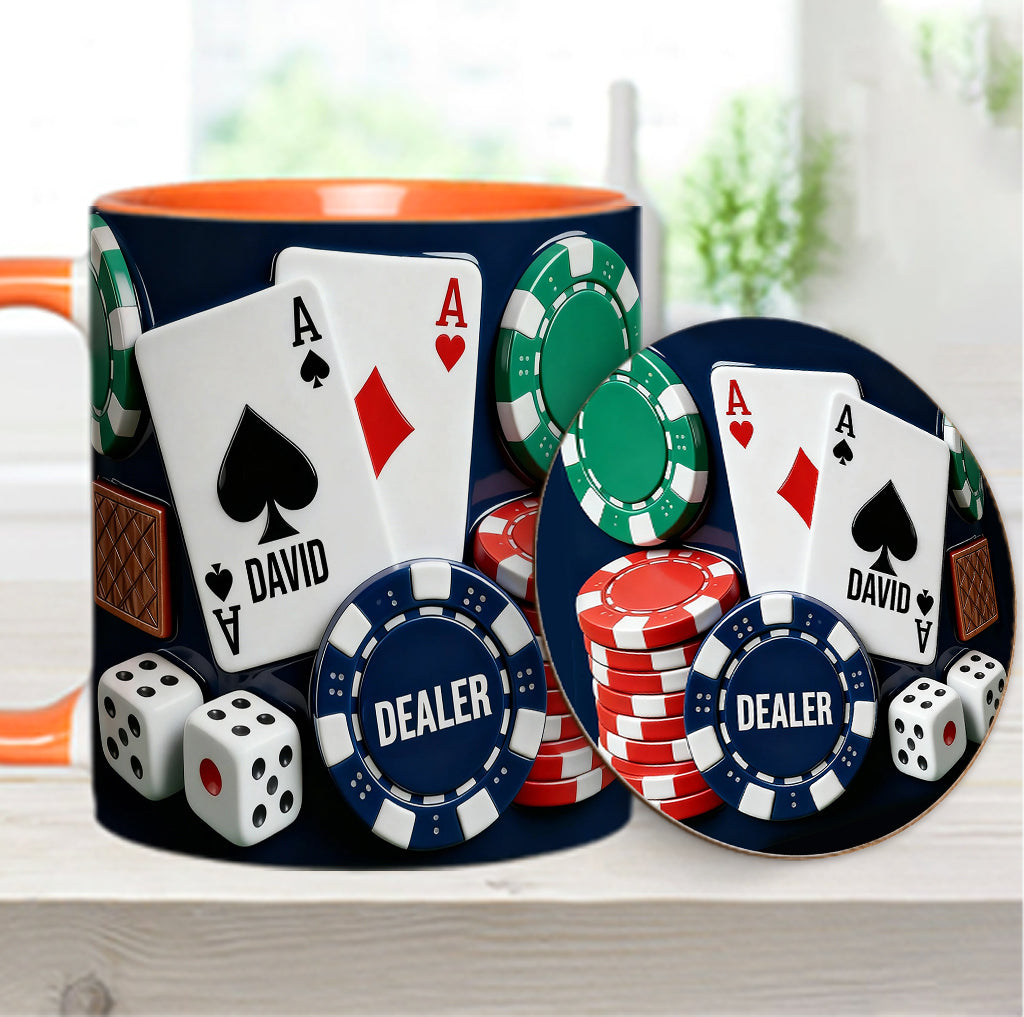 Love Poker - Personalized Poker Accent Mug & Coaster