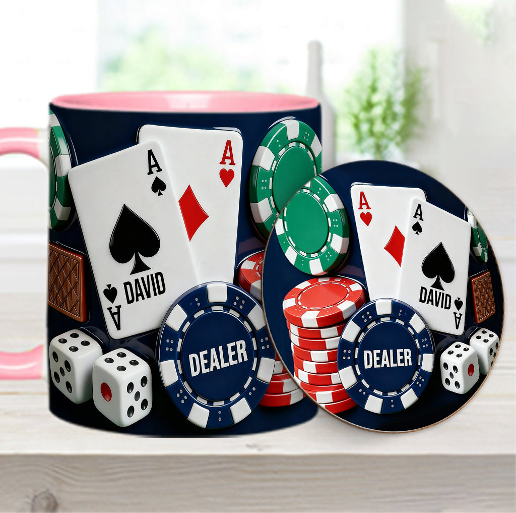 Love Poker - Personalized Poker Accent Mug & Coaster